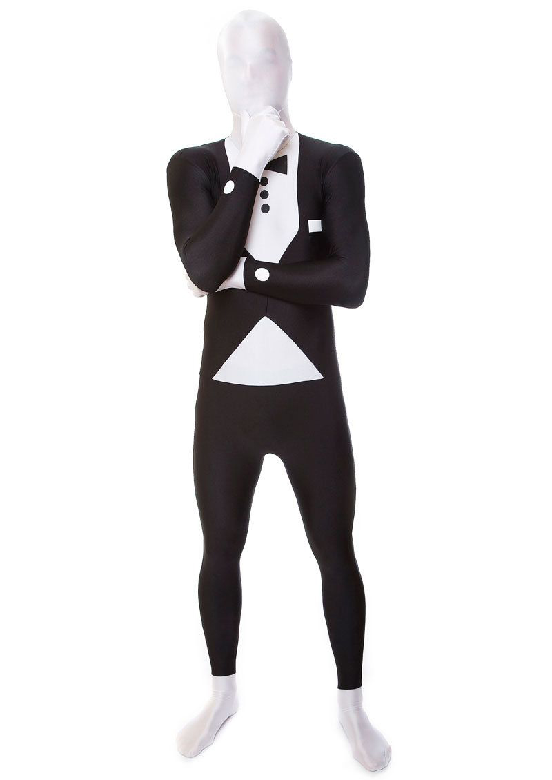 Black & White Lycra Tuxedo Morphsuit Zentai